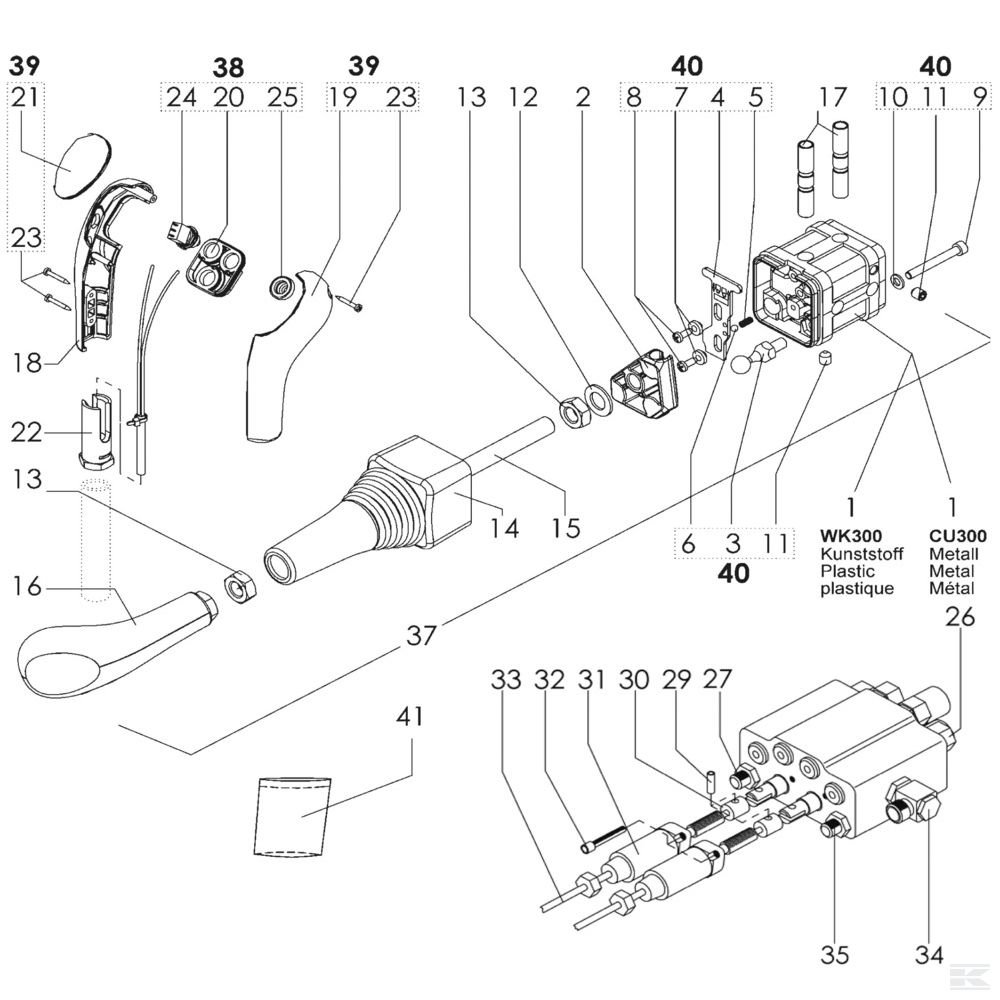 1433420 ++Bedieningshendel cpl (3) Stol