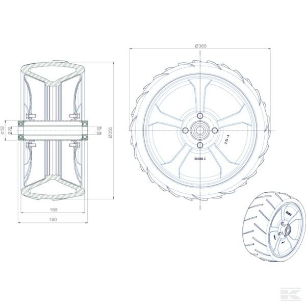 SPW370165K Колесо Farmflex 370x165 мм + подшипник