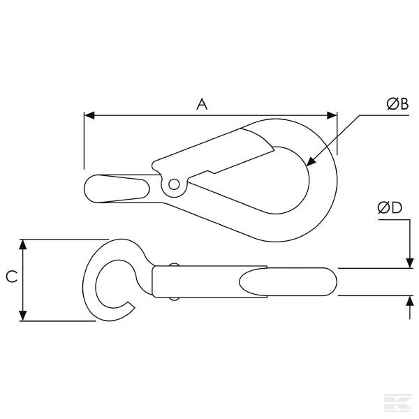 AZ500102 Карабинный крюк 2,1/2"/63мм