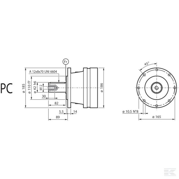 PD94708505000 Вал выходной US100/160 PC