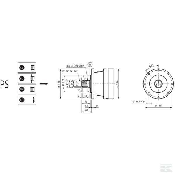 PD94708504000 Выходной вал US100/160 PS