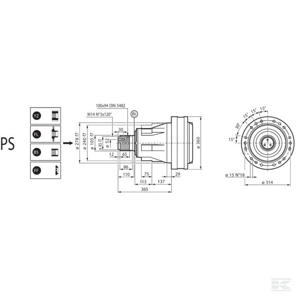 PD94717502000 Выходной вал US 1600 PS