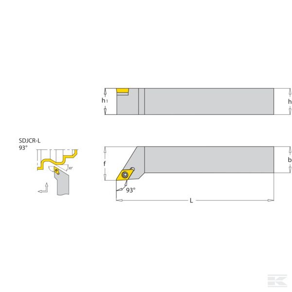 SDJCR2020K11 Вращ. держ. прав. SDJCR 93°