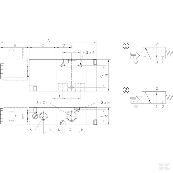 SOV32MS18NC 3/2-ход. магн. клапан NC-1/8"