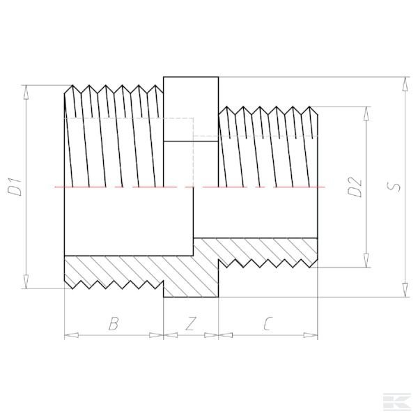 V335070 Переходник 2xНаружная 1" x 3/4"