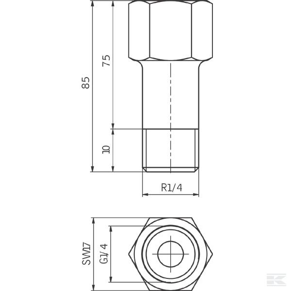 PRM9260011702 Удлинитель G 1/4 75мм