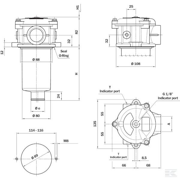 MPF91004 КОРПУС ФИЛЬТРА 1 С ИНД. PRT