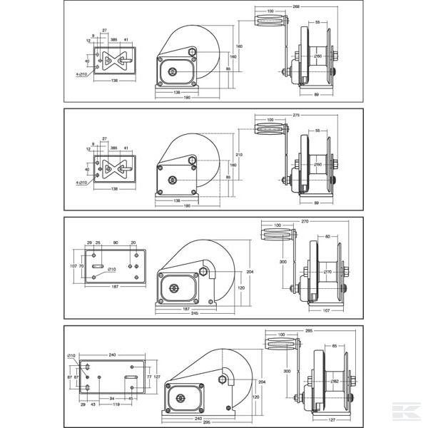 TW800 Тросовая лебедка + тормоз 370 кг