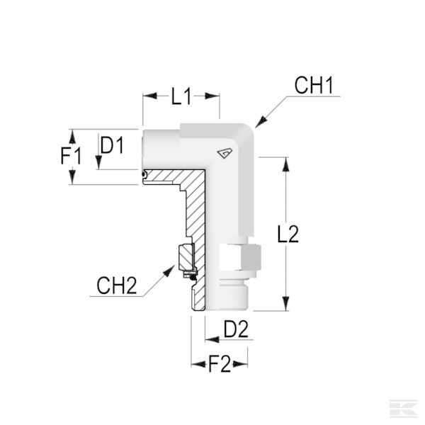 KIOB0902 Уг.эл.внеш.р. ORFS 9/16-MG 1/8