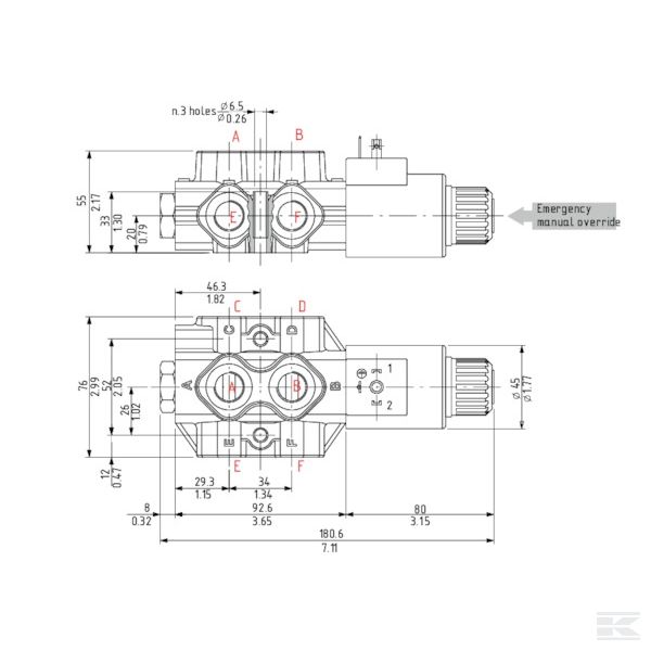 DFE0526002L Клапан 6/2 24Впост.т. 3/8" 210 бар