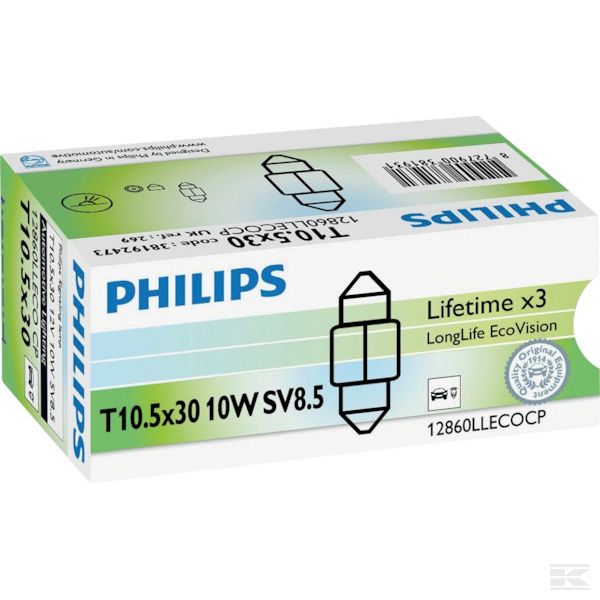 GL12860LLECOCP +Bulb 12V 10W T10.5x30 SV8.5