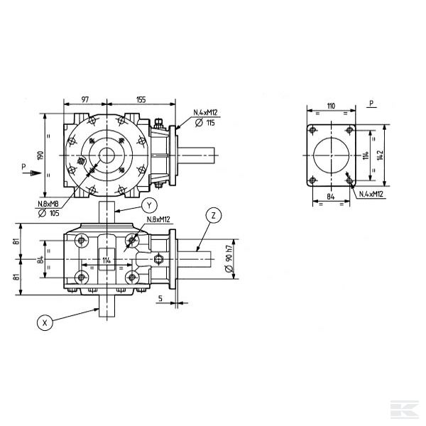311053 Редуктор TL-311D 1:3 L=670
