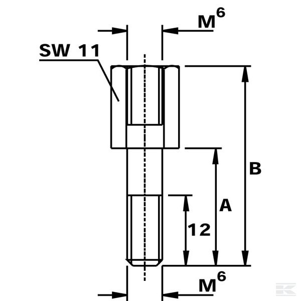 RS9515RVS Удл. винт M6x50 RS5 в.сталь