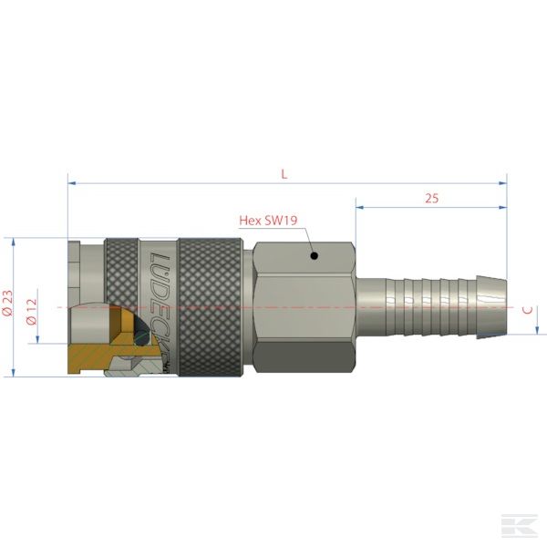 ESAI13T +Quick coupling hose end 13mm