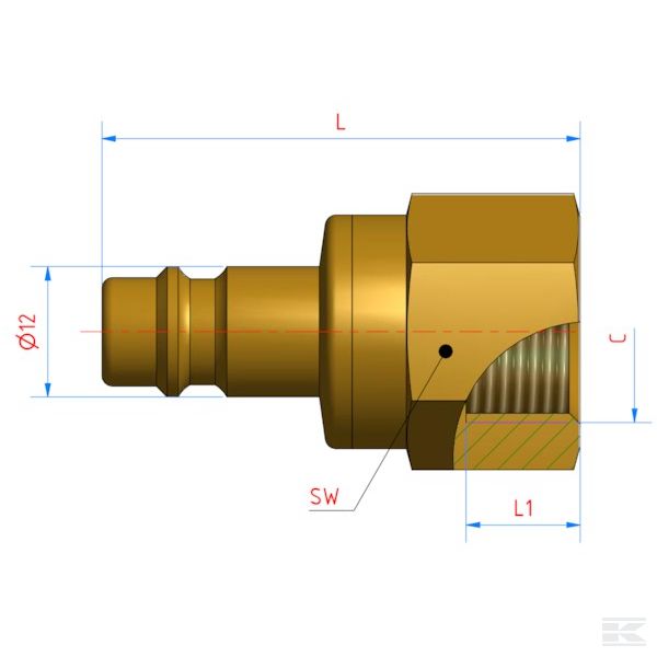 ES38NIAB +BSP female nipple 3/8"