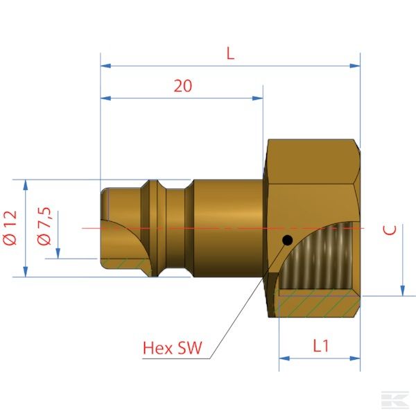 ES1615NI +Quick coupl.plug fem M16x1,5m