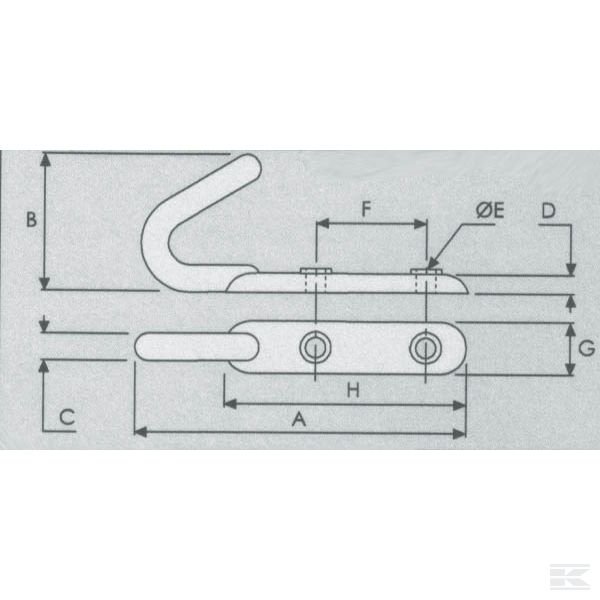 WS3026 Привинчиваемый крюк 99x52мм