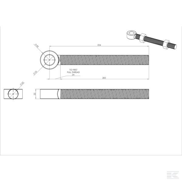 TO8251E Рым-болт 8" для 3/4" штиф.