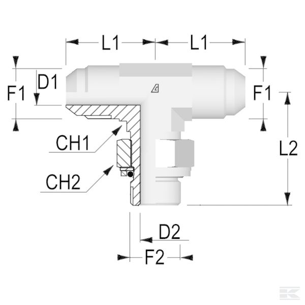TIB0704 +Adaptor-T 7/16"JIC x 1/4"BSP