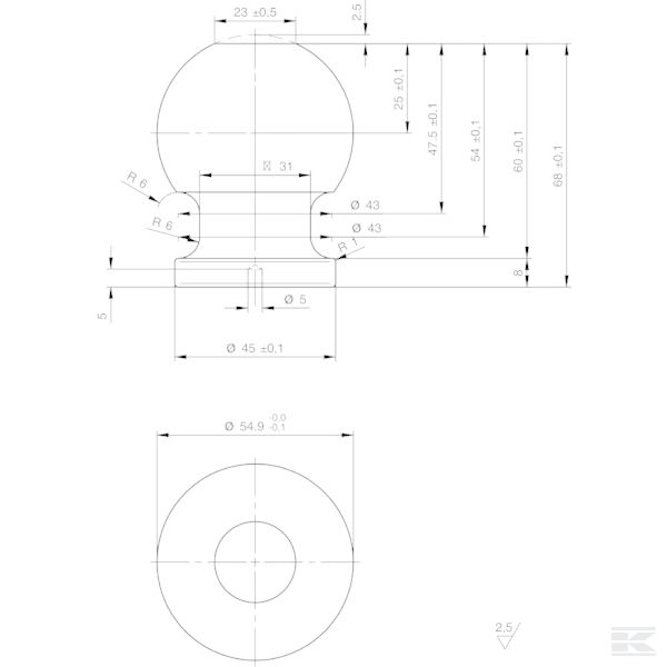 TC955 Шаровая головка 55 мм