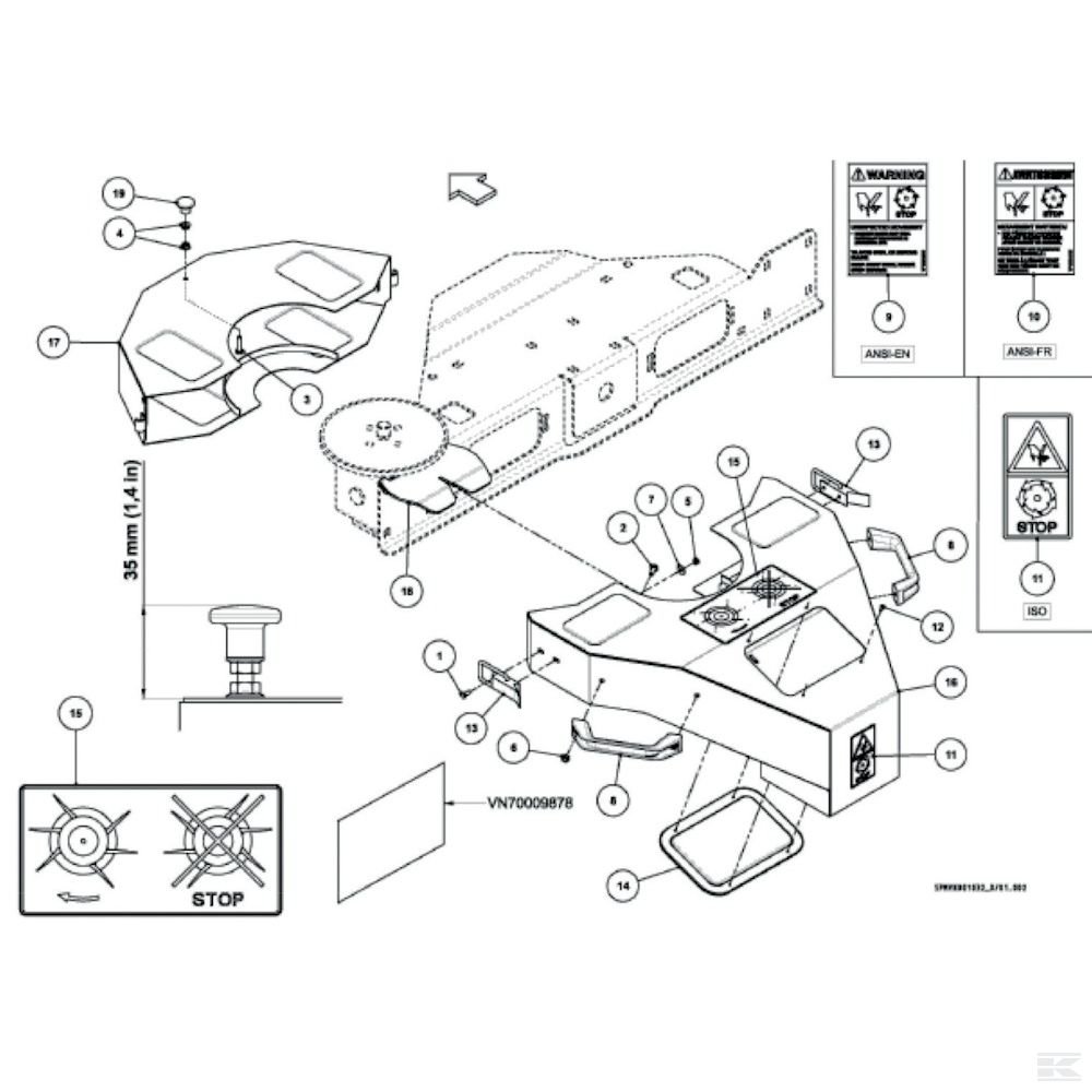 VF16661510 +Warning Decal Ansi, Parts Rot