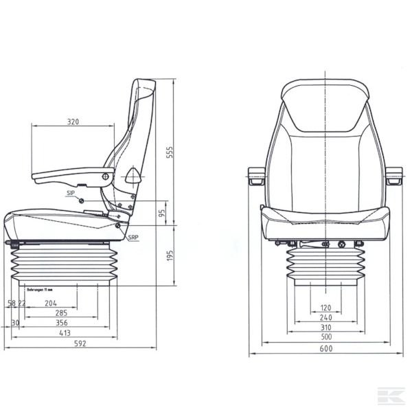 TS44000GP Ткан. сиденье с мех. подвеской