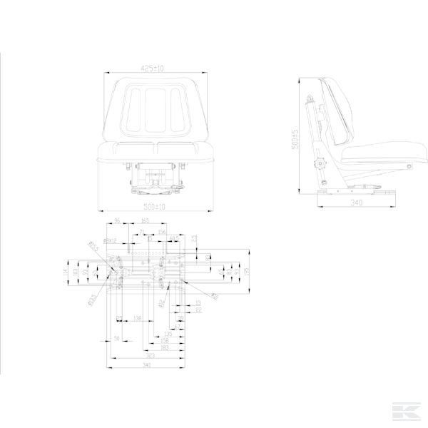 TS15500GP Сиденье ПВХ с механ. подвеской