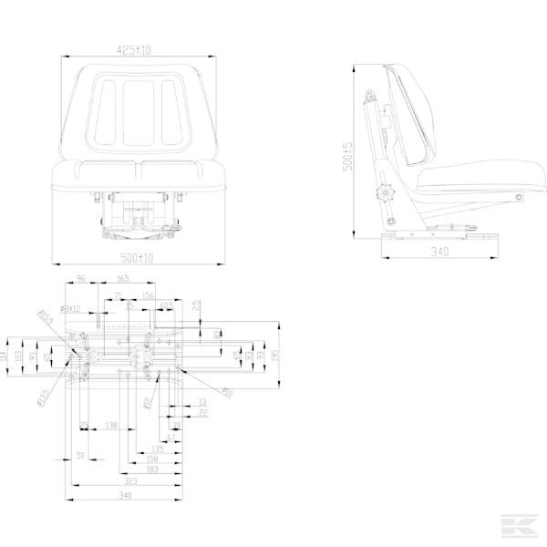 TS15501GP Сиденье ПВХ с мех. подвеской