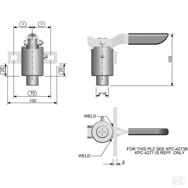 770007KR Пружинная защелка оцинков.