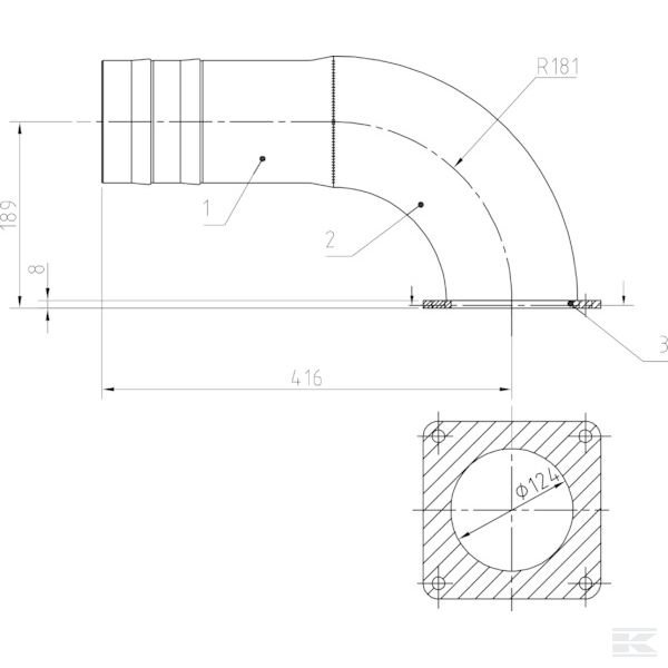 5304090Z Колено 90°+ фланец + насадка 5"
