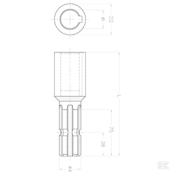 6710191KR Переходник O40+шпонка1 3/8-6