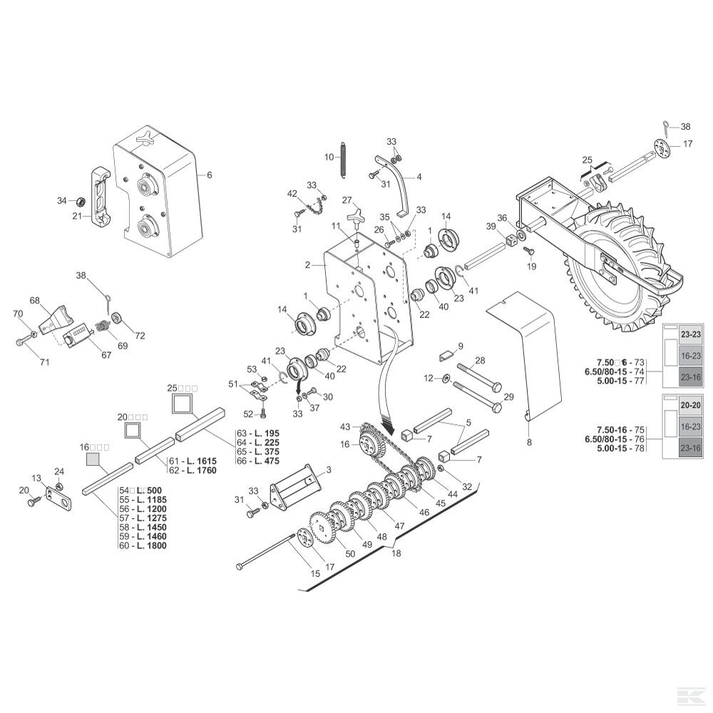 G22500096R Труба L = 1,615 мм Gaspardo