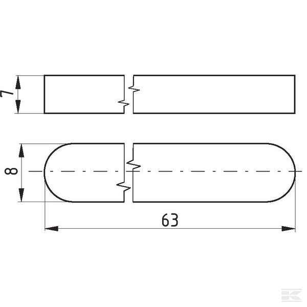 11400807063 Шпонка призматическая, 8 x 7 x 63
