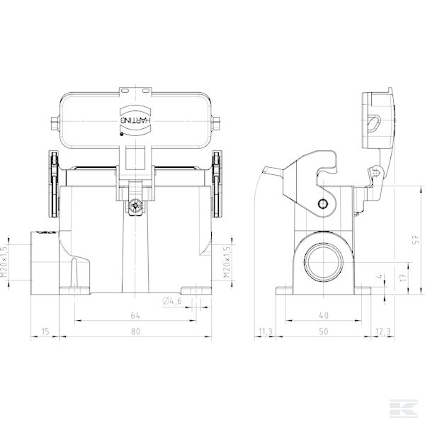 19200160295 Корпус цоколя 16A 2xM20