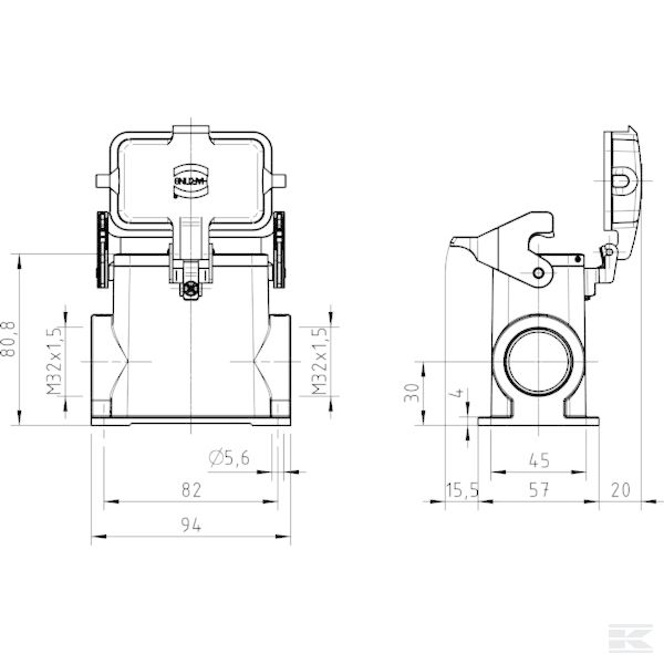 19300100297 Корпус цоколя 10B 2xM32