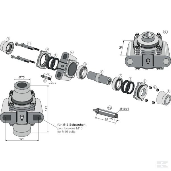 17100061 +Bearing compl. for 30x30 squa