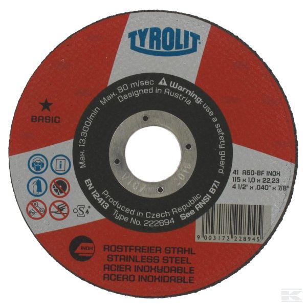 222894 Диск отрезной Basic RVS 115x1