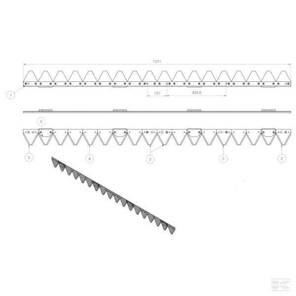 2570520KR зубчатый нож  1,37m Agria