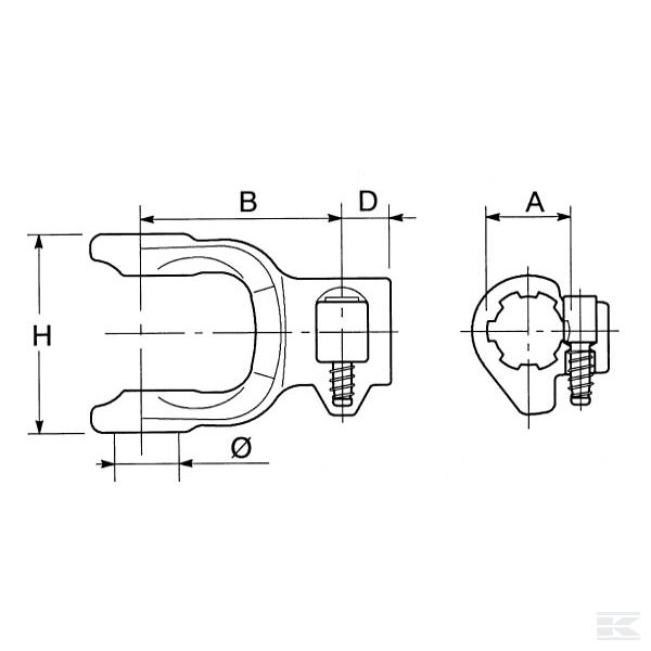 PTO940DY1186GP Насадная вилка PTO 40
