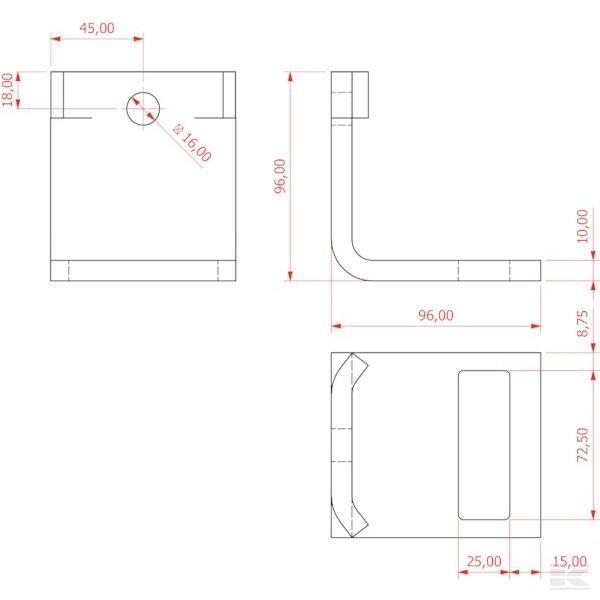 CP301 Опора стойки 70x12, Рама 60x60