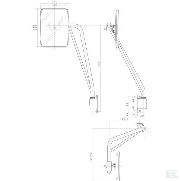 CA6733001 Зеркало с ручкой слева