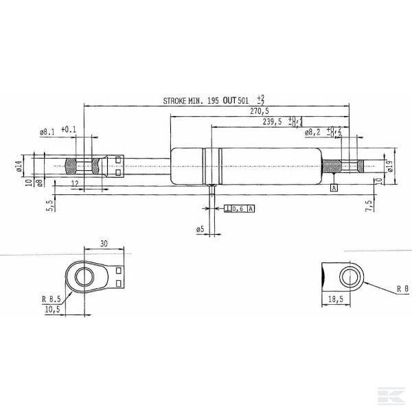 CA047678 Амортизатор газонаполненный L500-220N