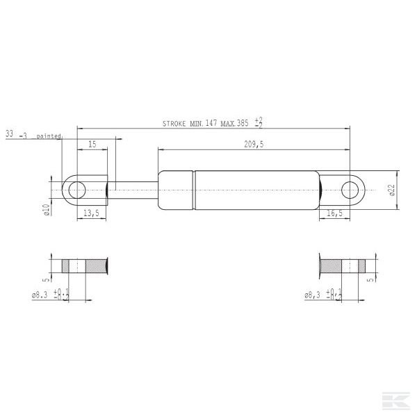 CA094994 Амортизатор газонаполненный L385-1150N