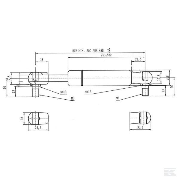 CA083763 Амортизатор газонаполненный L485-500N