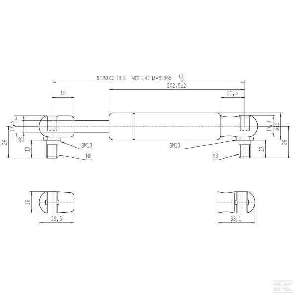 CA083569 Амортизатор газонаполненный L365-700N