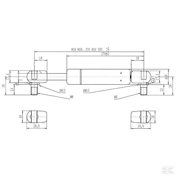 CA167703 Газовый раскос 250N