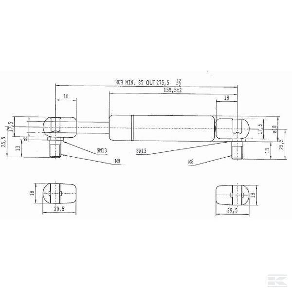 CA105767 Амортизатор газонаполненный L275,5-150N