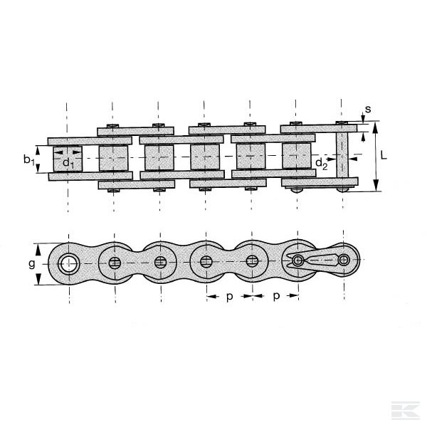 RS801H Цепь роликовая ASA 80H