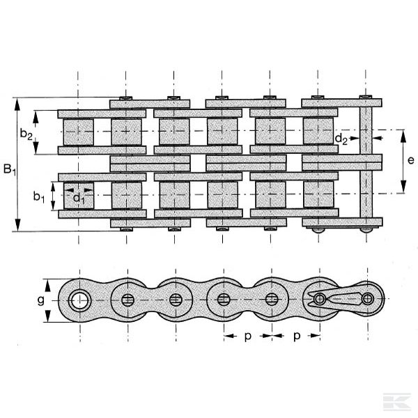 RS20B2 Цепь роликовая 1 1/4x3/4 двойн.