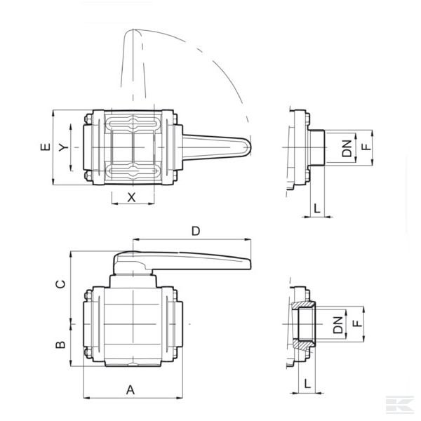 453007E99 Шаровой кран 2-ходовой PP 3" AG